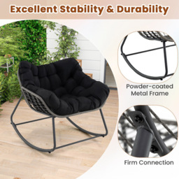 Costway Black Outdoor Rocking Chair with Removable Cushion - Size: 100 x 98 x 89cm - Wilko - thumbnail 6