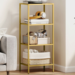 HOMCOM 3 Shelf Gold Tone Modern Glass Shelving Unit - Size: 96.5 x 30 x 40cm - Orange - Wilko - thumbnail 1