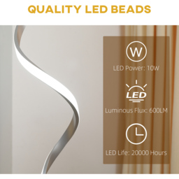 Portland Silver Modern Spiral Floor Lamp - Size: 20.5 x 20.5 x 147cm - Wilko - thumbnail 7