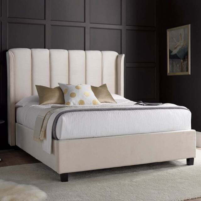 Aurora King Size Warmstone Velvet Ottoman Bed - Cream - Bedmaster - Wilko - image 1