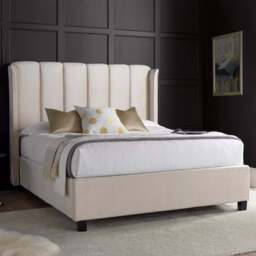 Aurora King Size Warmstone Velvet Ottoman Bed - Cream - Bedmaster - Wilko - thumbnail 1