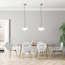 Happy Homewares Designer Clear Transparent Line Ribbed Glass Oval Pendant Shade - Size: 17 x 30 x 30cm - Wilko - thumbnail 3