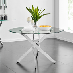 Furniturebox Arona 6 Seater Round Dining Table Chrome - Size: 4 Seater - Silver - Wilko - thumbnail 6
