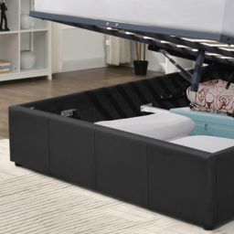 Comfy Living Small Double Black Faux Leather Ottoman Bed Frame with LED - Wilko - thumbnail 7