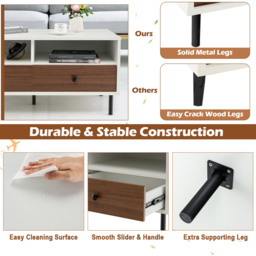 Costway 2 Drawer 2 Shelf White Coffee Table - Size: 113 x 60 x 18cm - Wilko - thumbnail 4