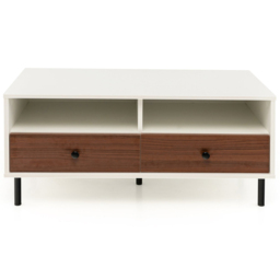 Costway 2 Drawer 2 Shelf White Coffee Table - Size: 113 x 60 x 18cm - Wilko - thumbnail 3