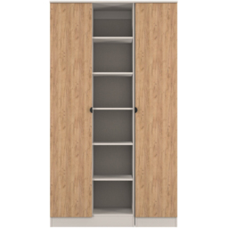 Crowndale Bora 2 Door 6 Shelf Gold Oak and Kashmir Triple Wardrobe - Cream - Wilko - thumbnail 3
