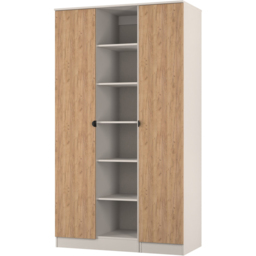 Crowndale Bora 2 Door 6 Shelf Gold Oak and Kashmir Triple Wardrobe - Cream - Wilko - thumbnail 5