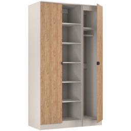 Crowndale Bora 2 Door 6 Shelf Gold Oak and Kashmir Triple Wardrobe - Cream - Wilko - thumbnail 7