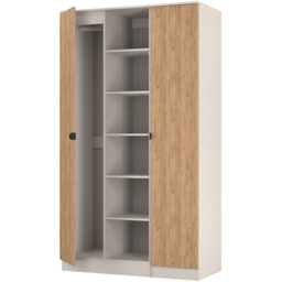 Crowndale Bora 2 Door 6 Shelf Gold Oak and Kashmir Triple Wardrobe - Cream - Wilko - thumbnail 6