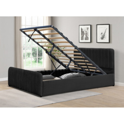 Comfy Living King Size Black Brushed Velvet Gas Lift Ottoman Bedframe - Wilko - thumbnail 4