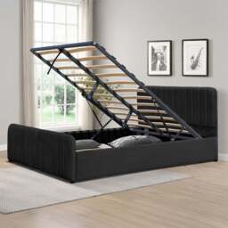 Comfy Living King Size Black Brushed Velvet Gas Lift Ottoman Bedframe - Wilko - thumbnail 1