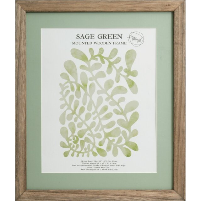 Sage Green Mounted Wooden Photo Frame Green 10 x 8in - The Port. Co Gallery - Wilko - image 1