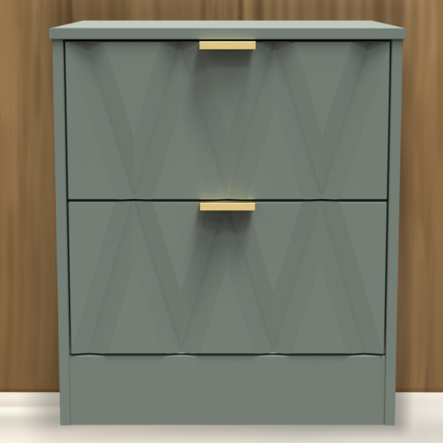 Crowndale Las Vegas 2 Drawer Reed Green Bedside Table Ready Assembled - Wilko - image 1
