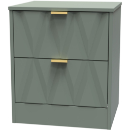 Crowndale Las Vegas 2 Drawer Reed Green Bedside Table Ready Assembled - Wilko - thumbnail 3