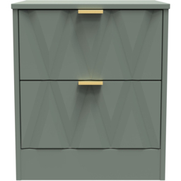 Crowndale Las Vegas 2 Drawer Reed Green Bedside Table Ready Assembled - Wilko - thumbnail 4