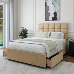Bedmaster Single Cream Linen 2 Drawer Divan Base with Pearl Headboard - Wilko - thumbnail 3