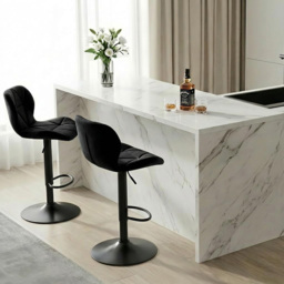 Alivio Black Velvet Height Adjustable Swivel Bar Stool Set of 2 - Wilko - thumbnail 4