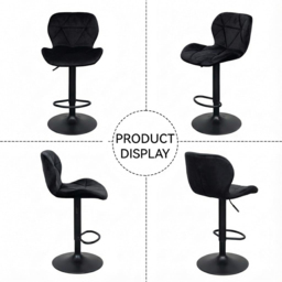 Alivio Black Velvet Height Adjustable Swivel Bar Stool Set of 2 - Wilko - thumbnail 7