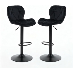 Alivio Black Velvet Height Adjustable Swivel Bar Stool Set of 2 - Wilko - thumbnail 3