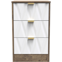 Crowndale Las Vegas 3 Drawer Matt White and Vintage Oak Bedside Table Ready Assembled - Wilko - thumbnail 4