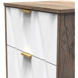 Crowndale Las Vegas 3 Drawer Matt White and Vintage Oak Bedside Table Ready Assembled - Wilko - thumbnail 6