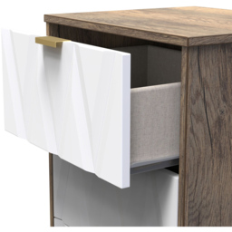 Crowndale Las Vegas 3 Drawer Matt White and Vintage Oak Bedside Table Ready Assembled - Wilko - thumbnail 7