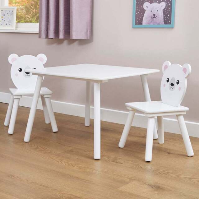 Liberty House Toys Bear Table and Chair Set - White - Wilko - image 1
