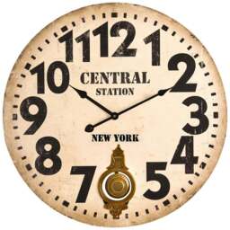 Premier Housewares Vintage Style Round Wall Clock 58cm - Size: 58 x 5 x 58cm - Multi - Wilko