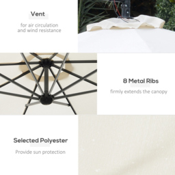 Outsunny Off White Solar LED Crank Handle Cantilever Banana Parasol 3m - Cream - Wilko - thumbnail 5
