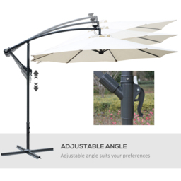 Outsunny Off White Solar LED Crank Handle Cantilever Banana Parasol 3m - Cream - Wilko - thumbnail 6
