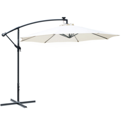 Outsunny Off White Solar LED Crank Handle Cantilever Banana Parasol 3m - Cream - Wilko - thumbnail 1