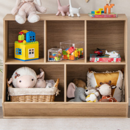 Costway 5 Cubbies Natural Kids Toy Storage Cabinet - Size: 101 x 48 x 16cm - Cream - Wilko - thumbnail 1
