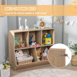 Costway 5 Cubbies Natural Kids Toy Storage Cabinet - Size: 101 x 48 x 16cm - Cream - Wilko - thumbnail 7
