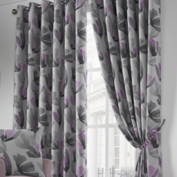 Alan Symonds Amsterdam Purple Ring Top Eyelet Curtains 168 x 137cm - Size: W 168 x D 137cm - Wilko - thumbnail 3