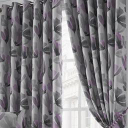 Alan Symonds Amsterdam Purple Ring Top Eyelet Curtains 168 x 137cm - Size: W 168 x D 137cm - Wilko - thumbnail 4
