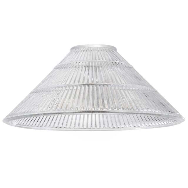 Happy Homewares Ridged Cone Shape Glass Pendant Shade - Size: 19 x 25 x 25cm - Clear - Wilko - image 1