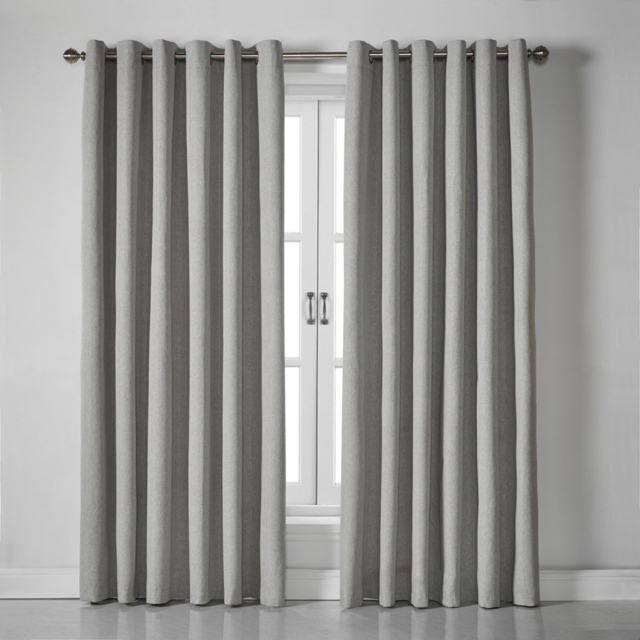 Alan Symonds Slate Linen Look Blackout Ring Top Eyelet Curtains 161 x 229cm - Size: W 161 x D 229cm - Wilko