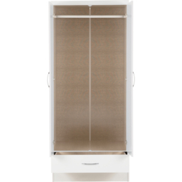 Seconique Nevada 2 Door Single Drawer White Gloss Mirror Wardrobe - Size: 2 Door, Single Drawer - Wilko - thumbnail 5