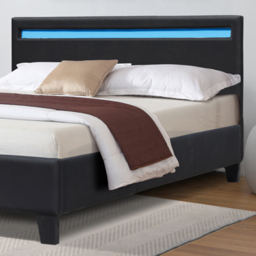 Comfy Living Double Black Faux Leather Bed Frame with LED Strip - Wilko - thumbnail 3