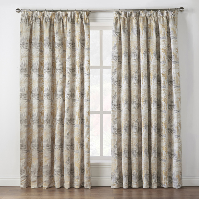 Alan Symonds Fiji Ochre Pencil Pleated Curtains 117 x 137cm - Size: W 117 x D 137cm - Wilko - image 1