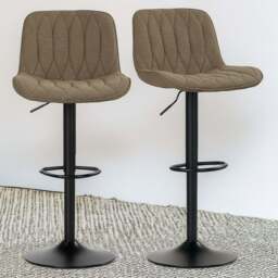 HOMCOM Brown Modern Adjustable Swivel Bar Chair Set of 2 - Wilko - thumbnail 1