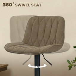 HOMCOM Brown Modern Adjustable Swivel Bar Chair Set of 2 - Wilko - thumbnail 7