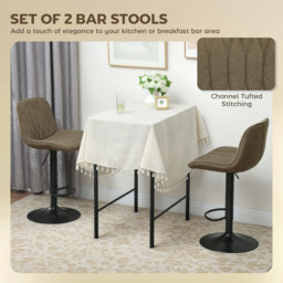 HOMCOM Brown Modern Adjustable Swivel Bar Chair Set of 2 - Wilko - thumbnail 5