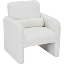 Living and Home White Teddy Fleece Upholstered Accent Chair with Lumbar Pillow - Size: Single - Wilko - thumbnail 3