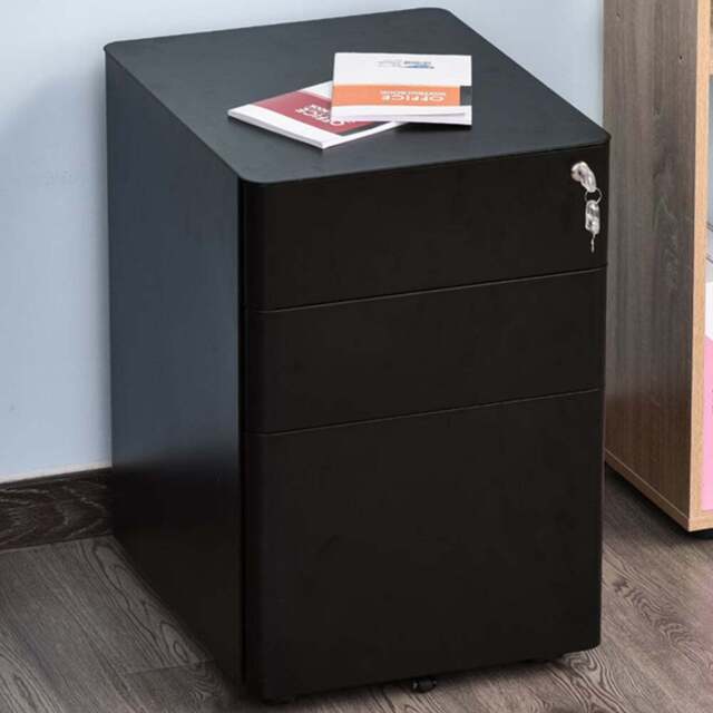 Vinsetto Black 3 Drawer Filing Cabinet - Size: 39 x 48 x 59cm - Wilko - image 1