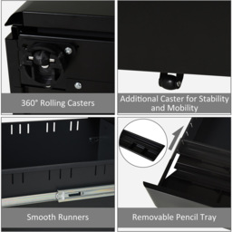 Vinsetto Black 3 Drawer Filing Cabinet - Size: 39 x 48 x 59cm - Wilko - thumbnail 5