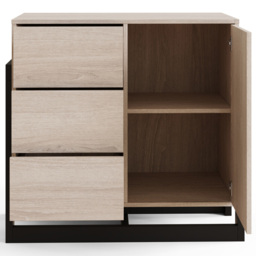 GFW Taite Single Door 3 Drawer Oak Sideboard - Size: 78 x 84 x 42cm - Brown - Wilko - thumbnail 7