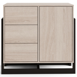 GFW Taite Single Door 3 Drawer Oak Sideboard - Size: 78 x 84 x 42cm - Brown - Wilko - thumbnail 4