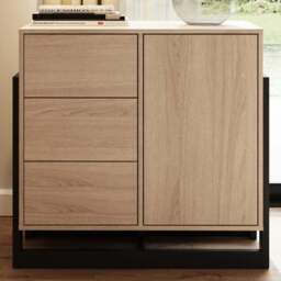 GFW Taite Single Door 3 Drawer Oak Sideboard - Size: 78 x 84 x 42cm - Brown - Wilko